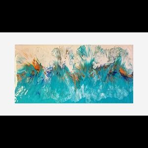 12x24 inch original acrylic fluid art painting